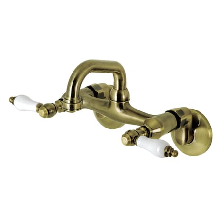 Kingston Brass KS512AB Two-Handle Wall Mount Bar Faucet, Antique Brass KS512AB